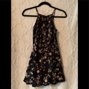 American Eagle Floral gold, pink, and black romper
